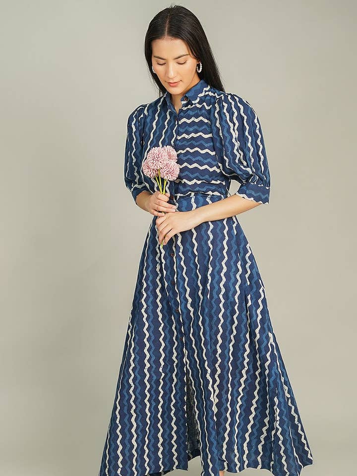 Indigo Maxi Blue Dress (5) for wholesale by INDOPHILIA