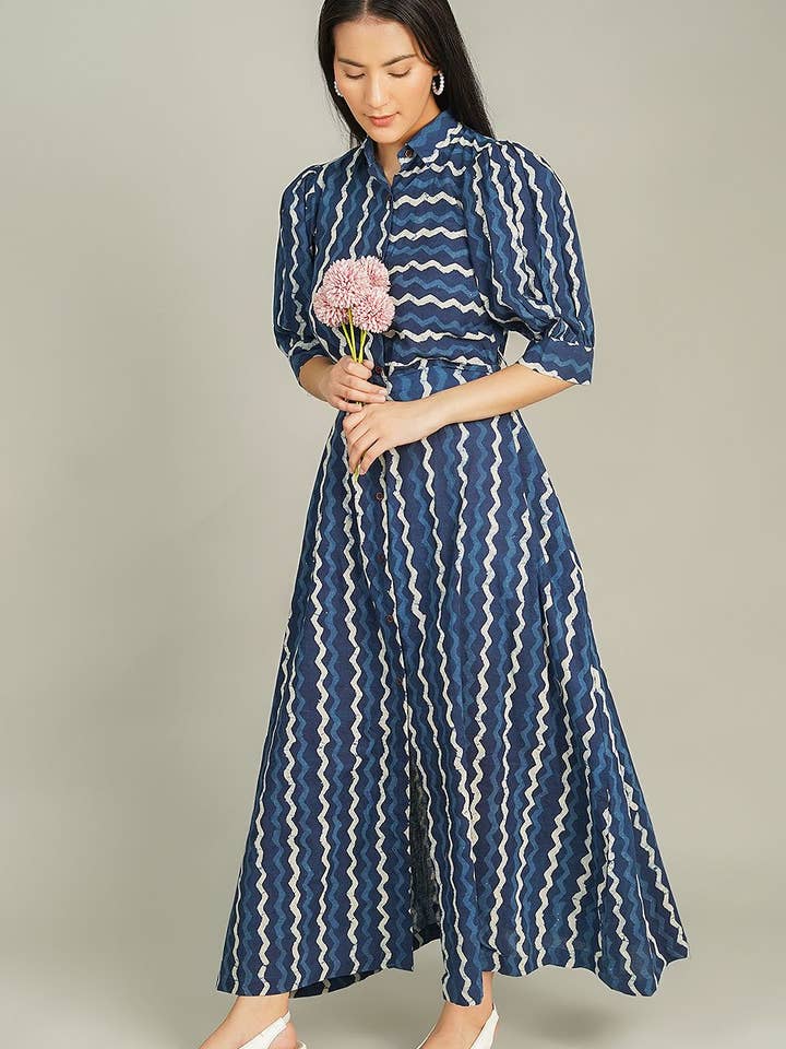 Indigo Maxi Blue Dress (5) for wholesale by INDOPHILIA