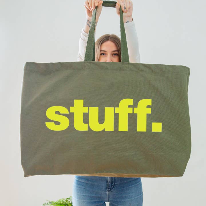 Stuff - Oversized Tote Bag - Olive for wholesale by Russet and Gray