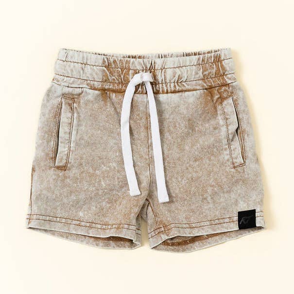 STONE WASH SHORTS - SAND for wholesale by Rad Toddler Co.