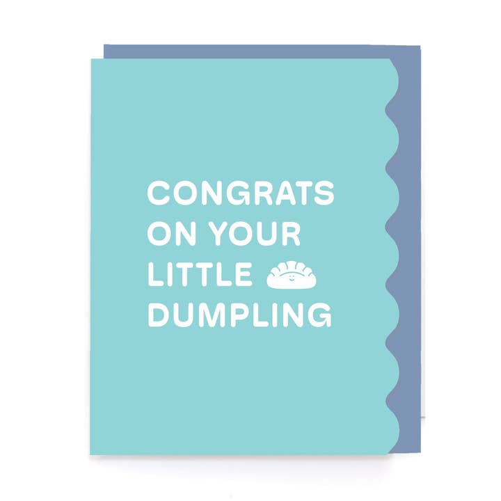 Hello Little Dumpling Congrats Baby Scallop Card for wholesale by A Jar Of Pickles