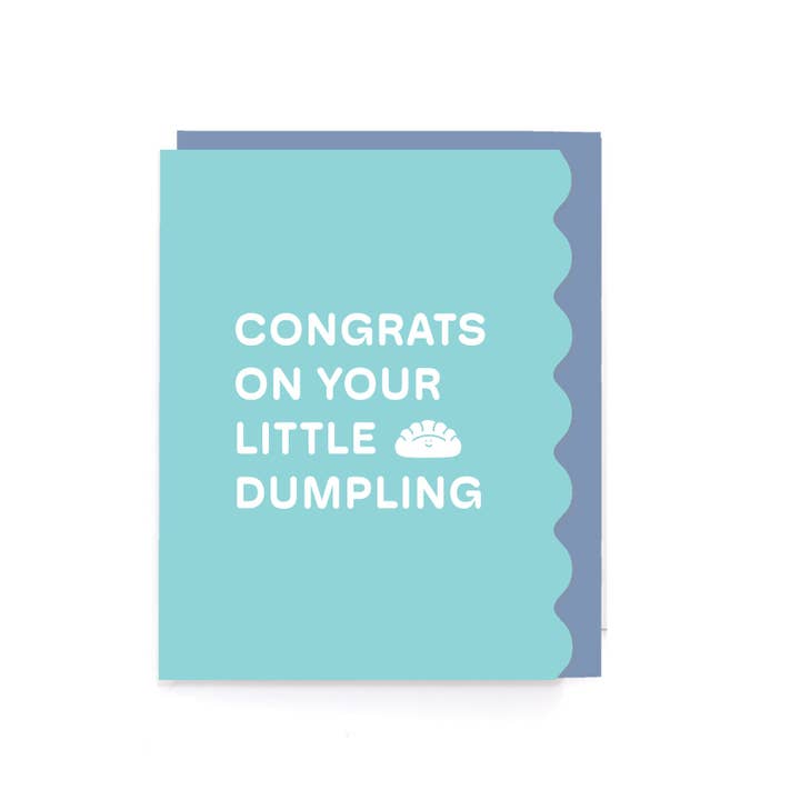 Bonjour Petit Ravioli Félicitations Carte Bébé Coquille Saint-Jacques pour la vente par A Jar Of Pickles