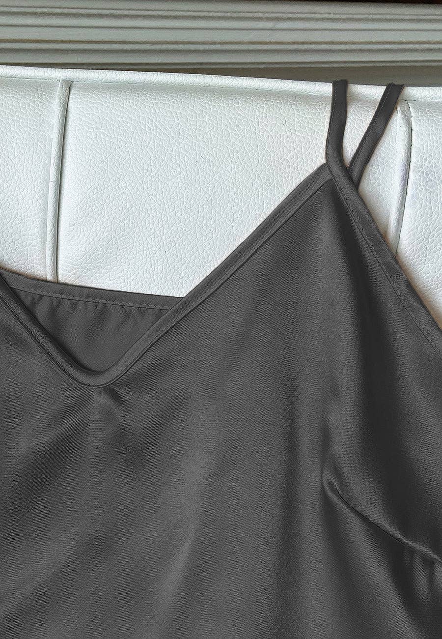 Anna Kaci Wholesale - Wholesale Lounge Set - Women's - Satin Tank and Ruffle Hem Shorts4