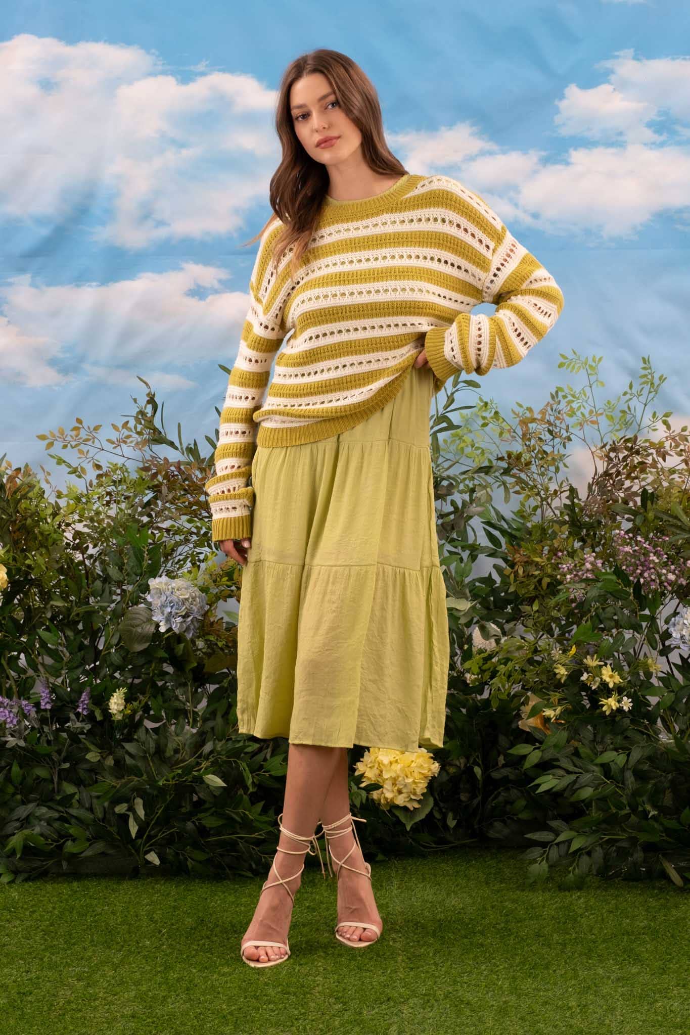 MINE – Vestido - Mulher por atacado – VESTIDO MIDI EM CAMADAS SMOCKED4