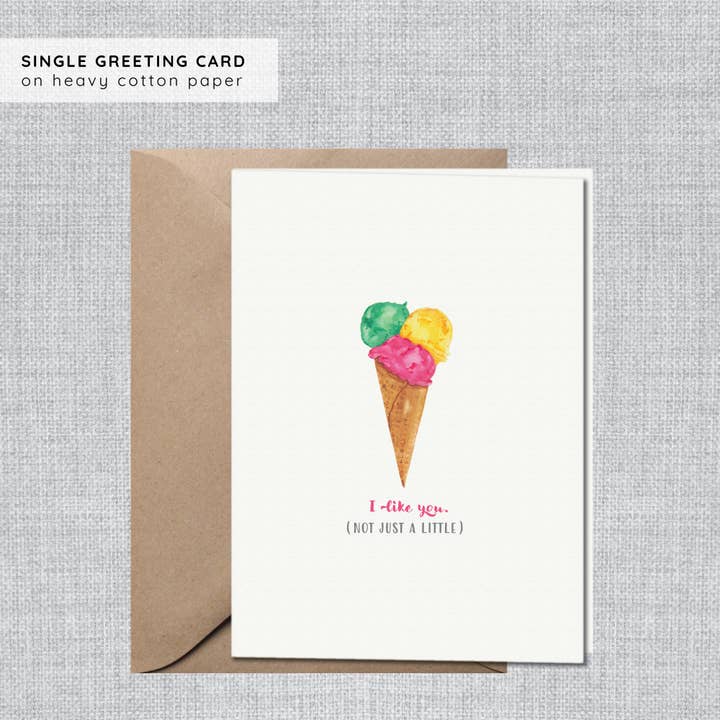 Ice Cream Love Card | Best Friends Card | Summer Card for wholesale by Gina Maher | Watercolor