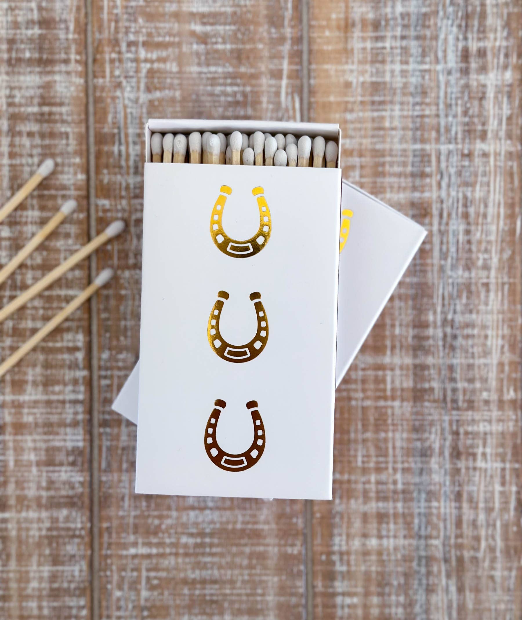 Stable Style - Wholesale Matches - White Oversized Horseshoe Matches3