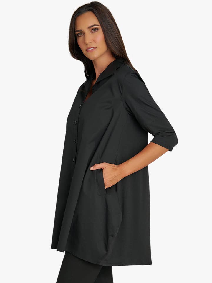 Stella Carakasi - Wholesale Tunic - Women's - Women's 3/4 Sleeve A-Line Cotton Poplin Tiburon Tunic Icon12