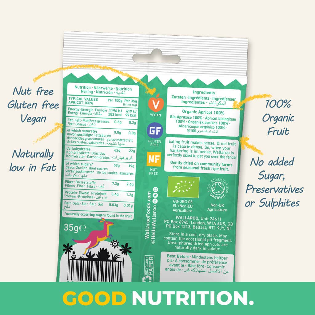 WALLAROO - Vente Fruits secs/déshydratés - Wallaroo Abricots Entiers Séchés Bio 10x35g2
