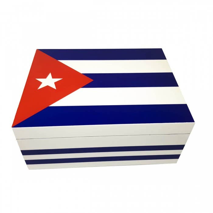 NICOTEAM EE - Wholesale Humidor/Cigar Accessory - Humidor with Cuban Flag 50ct0