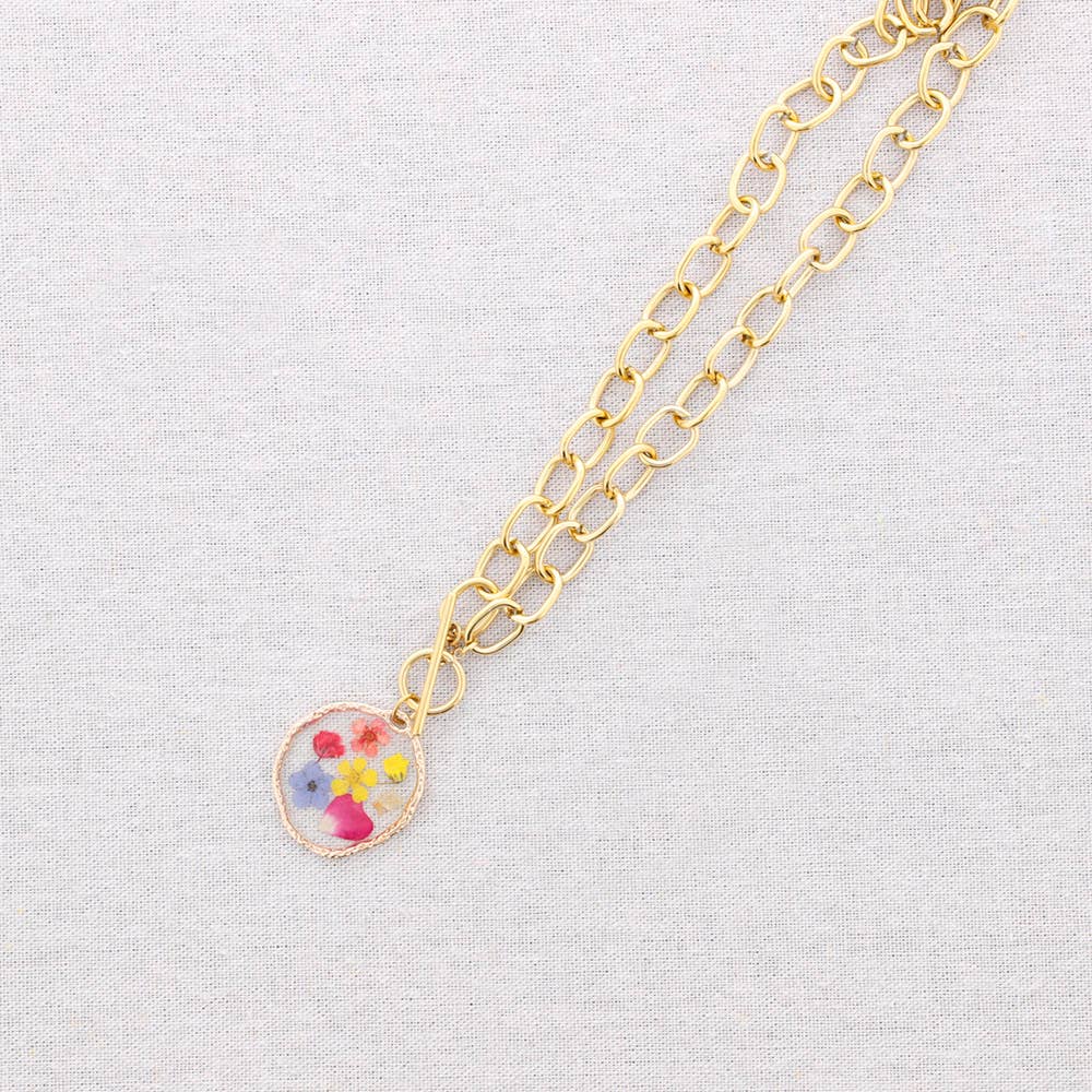 Sonata - Wholesale Snap Jewelry - Steel Choker with Dried Flowers Pendant0