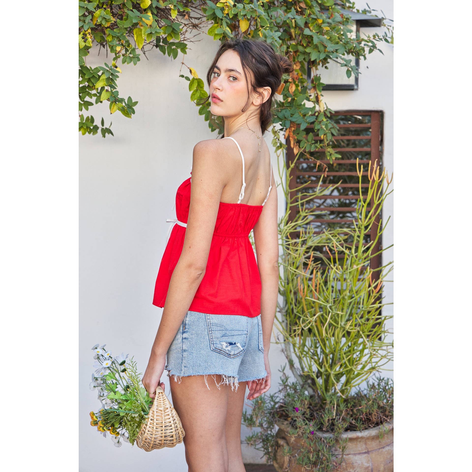 idem ditto - Wholesale Blouse - Dames - BABYDOLL TANKTOP MET CONTRASTERENDE STRIKDETAILS9