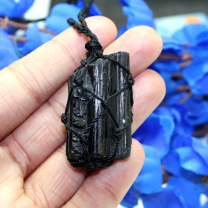 Raw Black Tourmaline Necklace for wholesale by Aura Vibes
