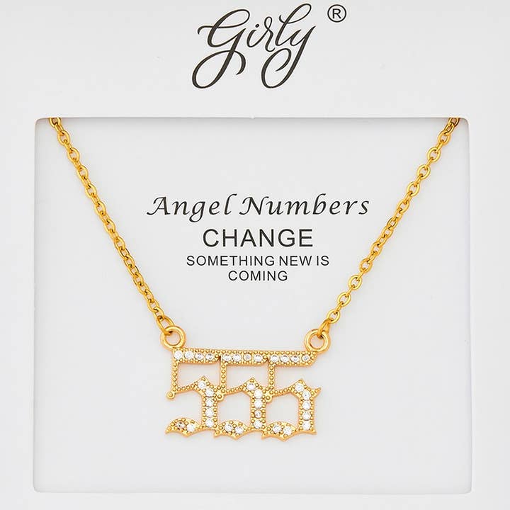 555 ANGEL NUMBER PENDANT NECKLACE for wholesale by Girly