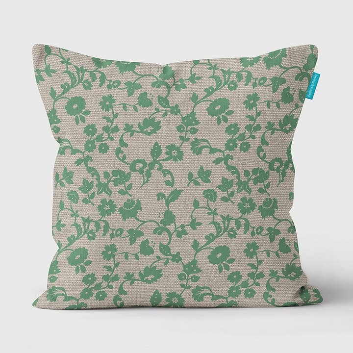 Cojín color crudo Green Meadow Flowers para venta al por mayor de Perkins & Morley