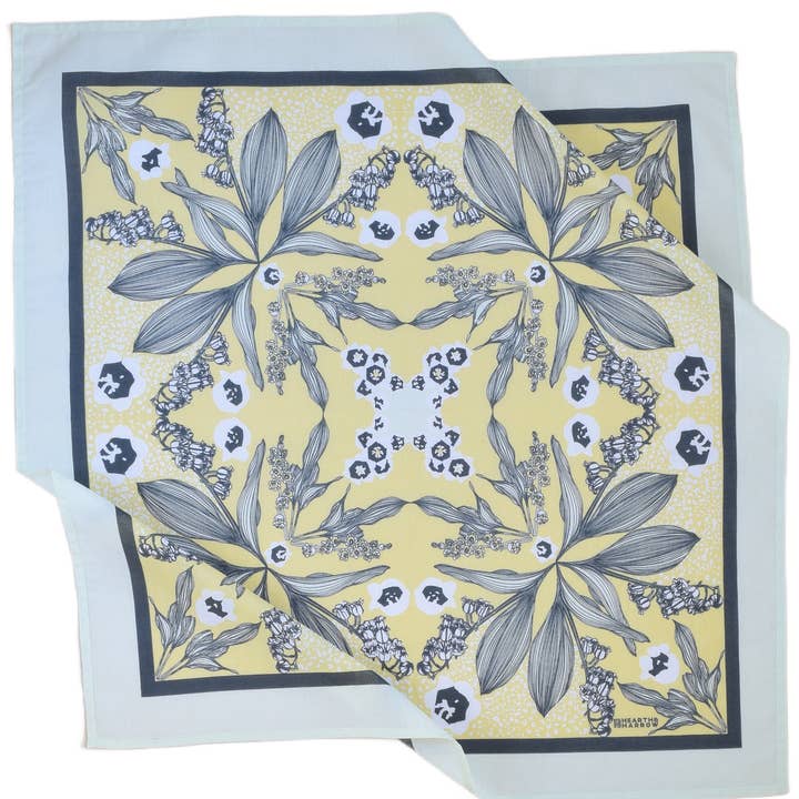 Hearth and Harrow - Wholesale Bandana - Women's - Lily of the Valley Bandana - 100% Cotton - Green - Botanical2