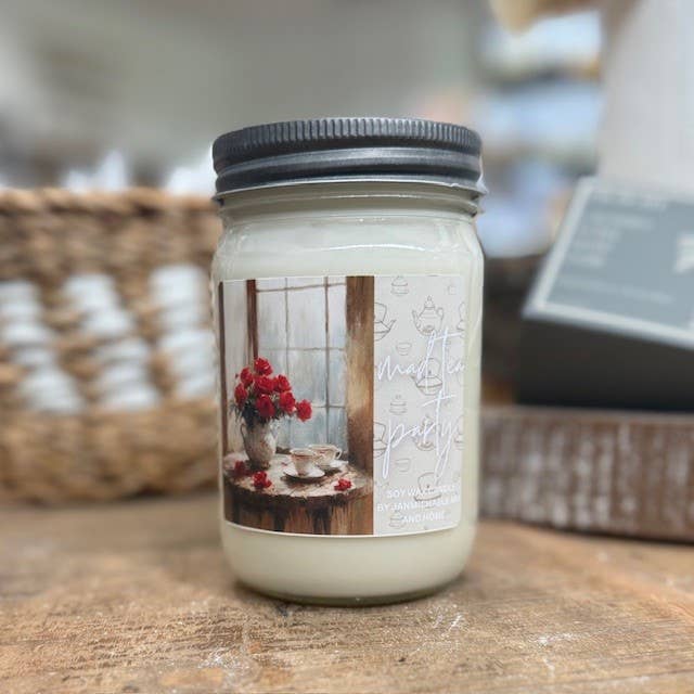 Mad Tea Party Soy Mason Jar Candle Art Label for wholesale by JanMichaels Art & Home