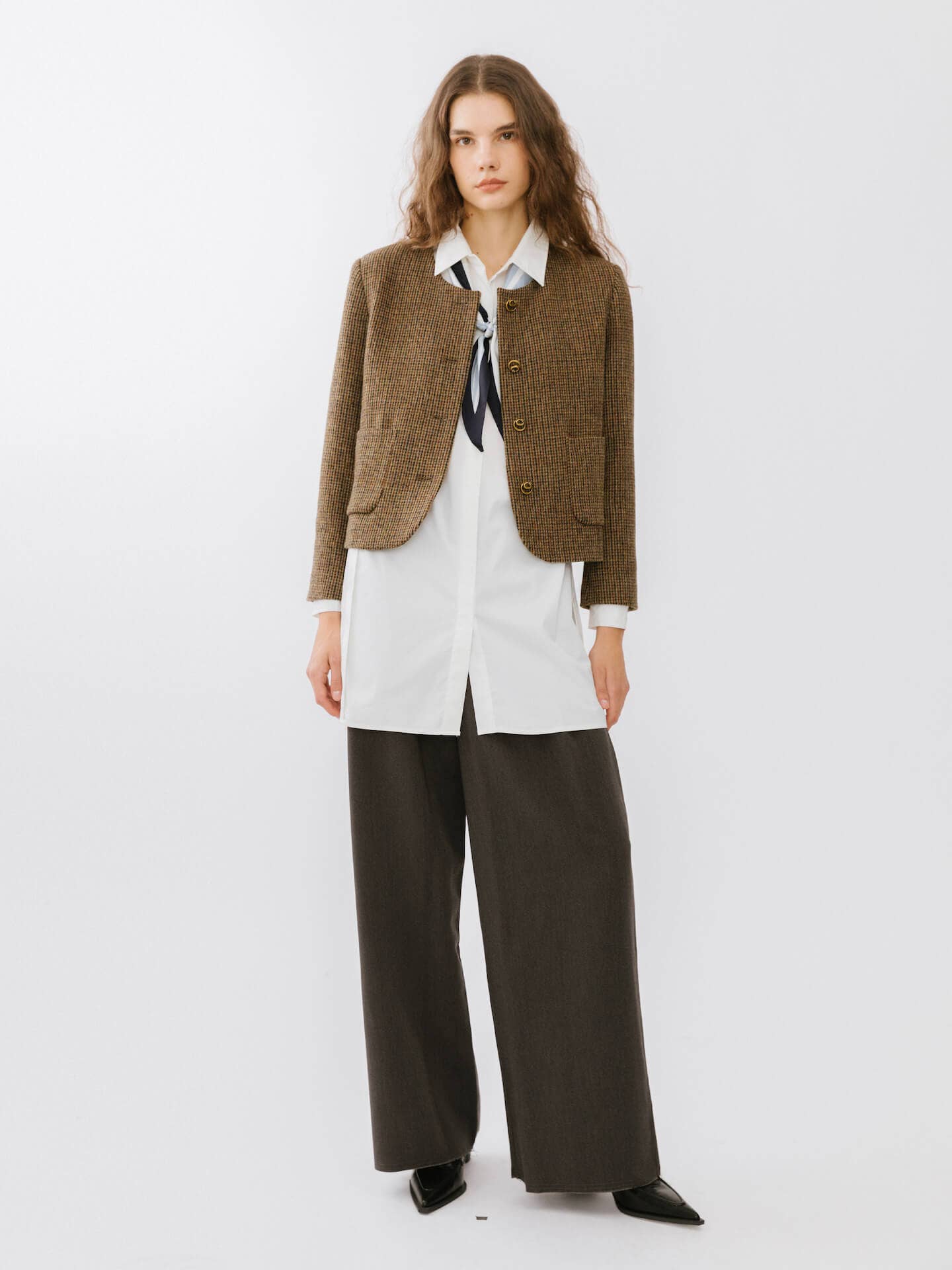 SaddleBrown Vintage Round Neck Jacket for wholesale on Faire5