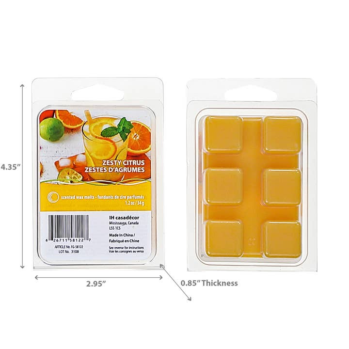 Gul 6Pk doftande vax smälter Zesty Citrus för wholesale på Faire