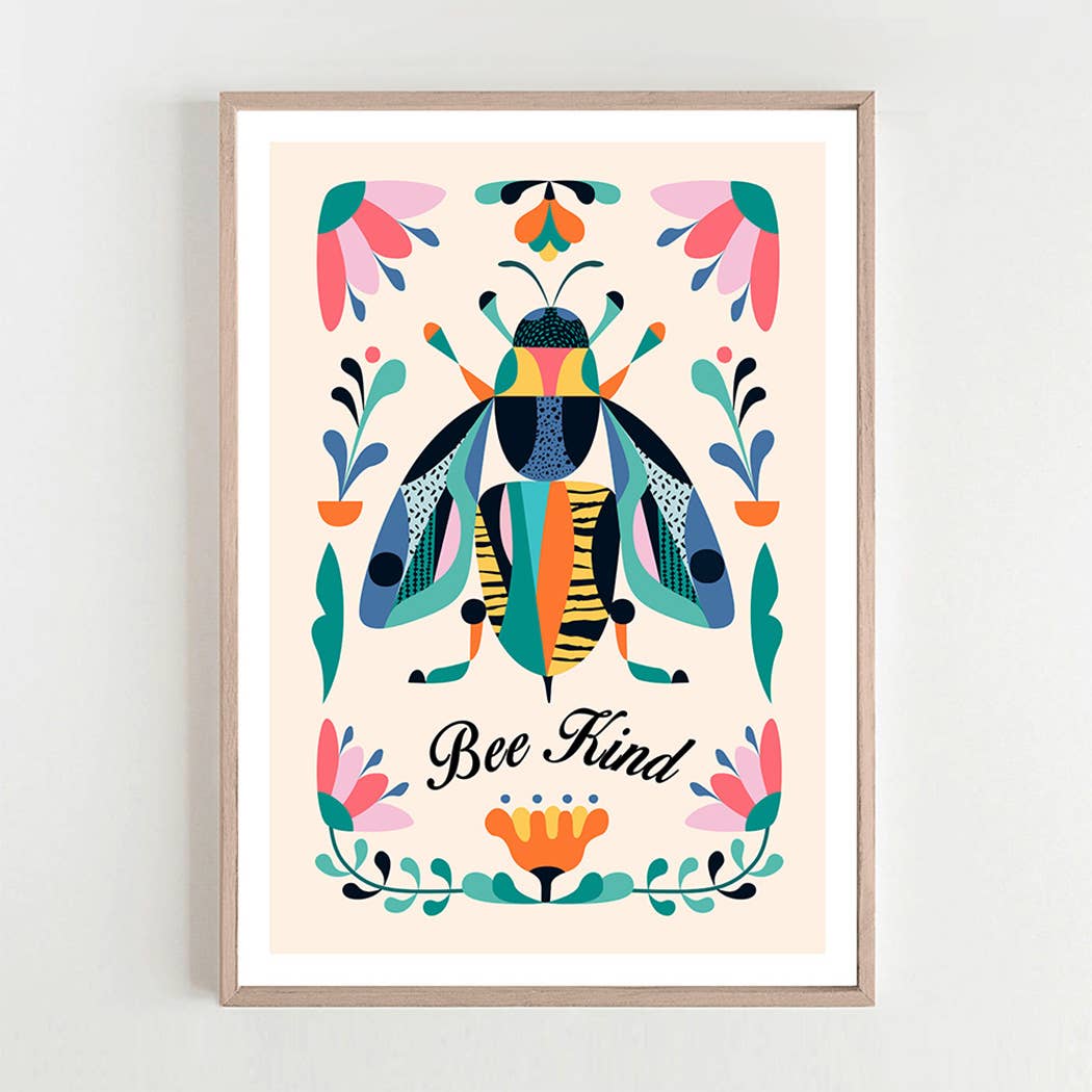 3 Birdies Studio - Wholesale Art Print - Bee Kind Art Print1