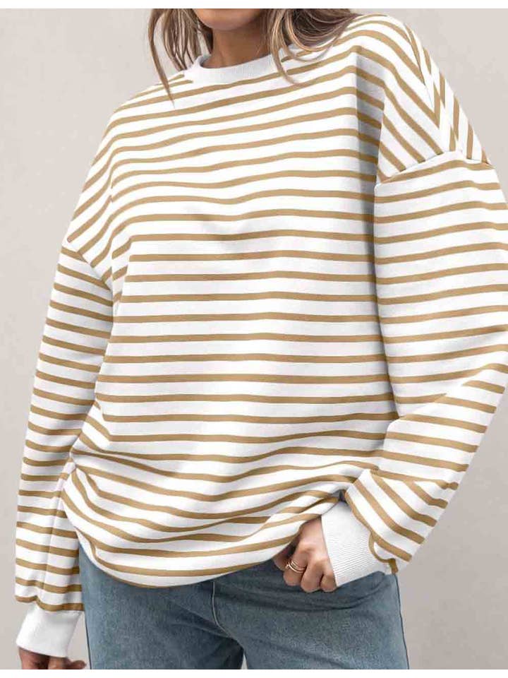 Sweetkama - Wholesale Sweatshirt - Women's - Ladies Round Neck Pullover Striped Long Sleeves Sweatshirt4