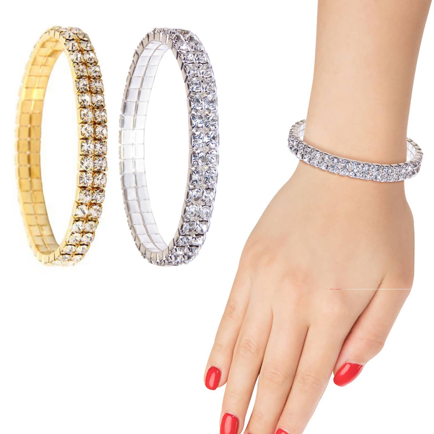 The American Gift Company (TAGCO) – wholesale Jewellery set – 2-Pack: Swarovski Elements Crystals Double Tier Bracelet0