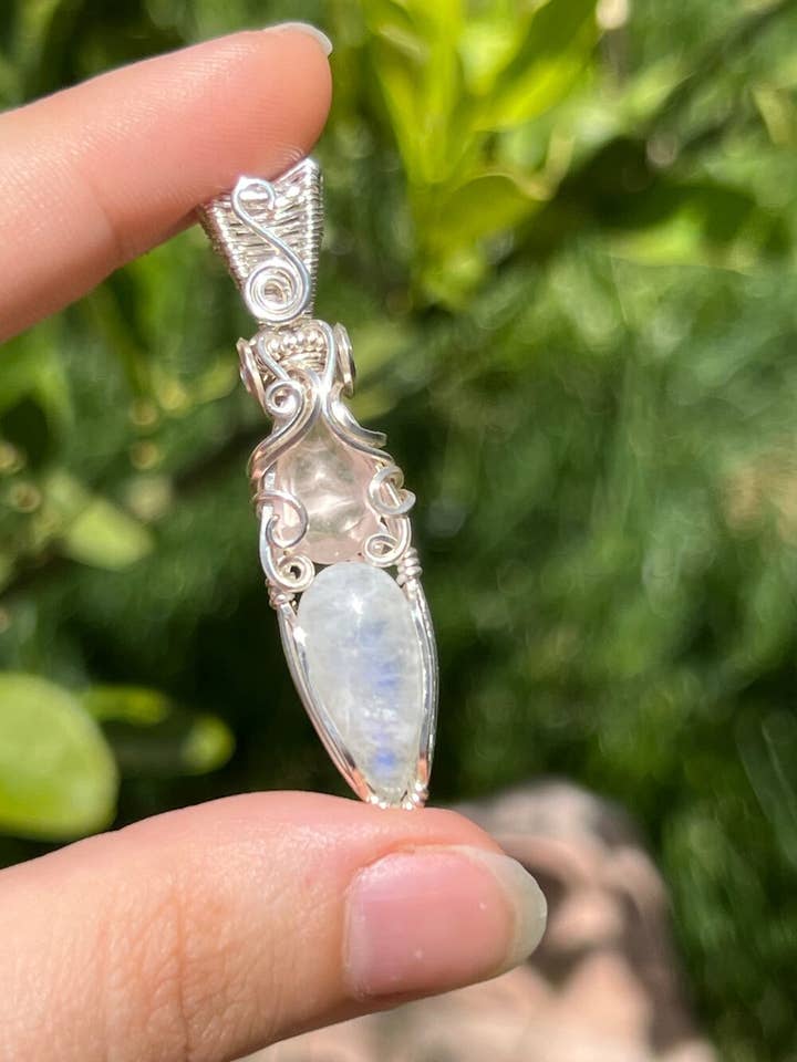 Sterling Silver Doublet Pendant - Wire and Gemstone Jewelry for wholesale by Sunday's Jewels