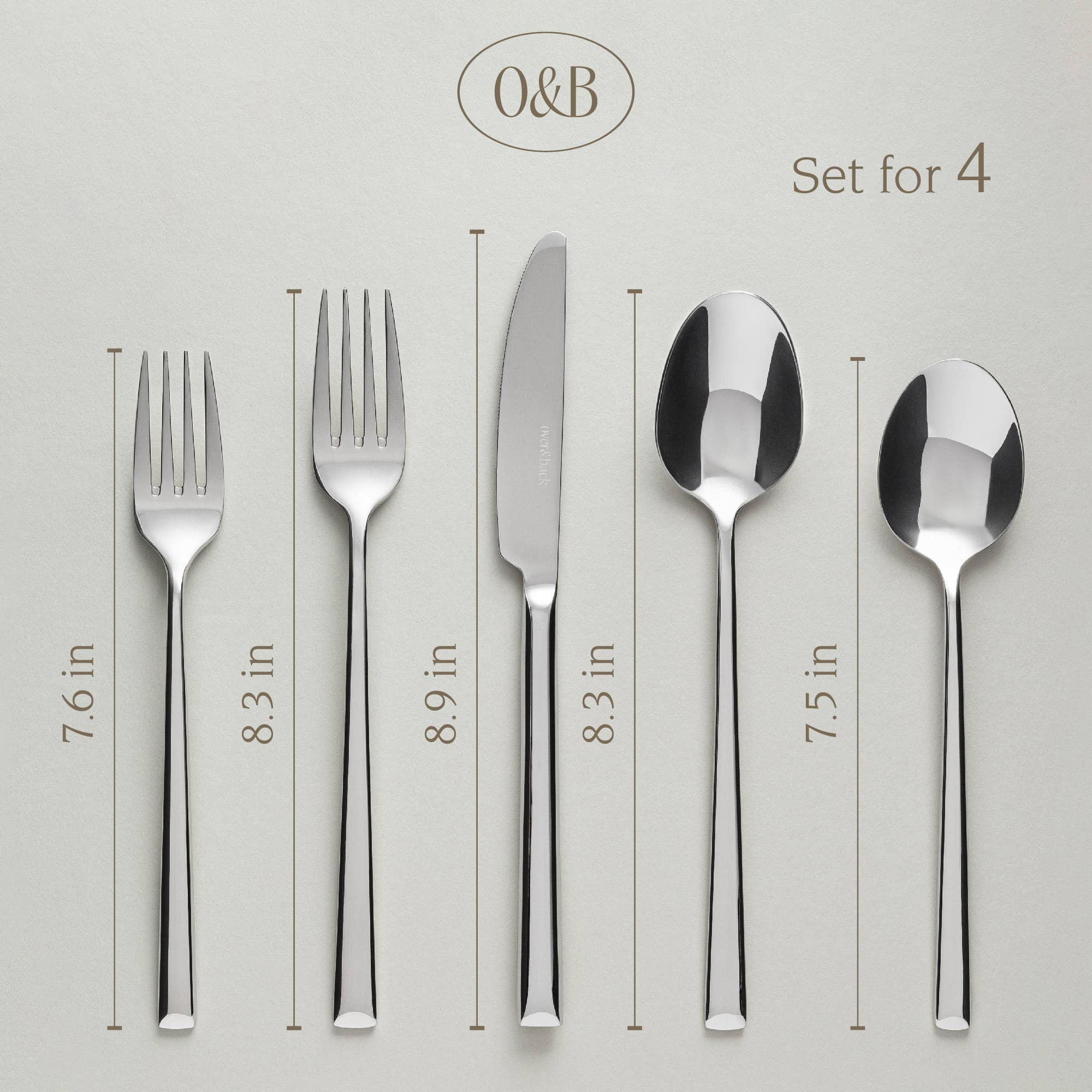 Mirrored Stainless Modern Flatware Cutlery Set – 20pc Service for 4 for wholesale on Faire5