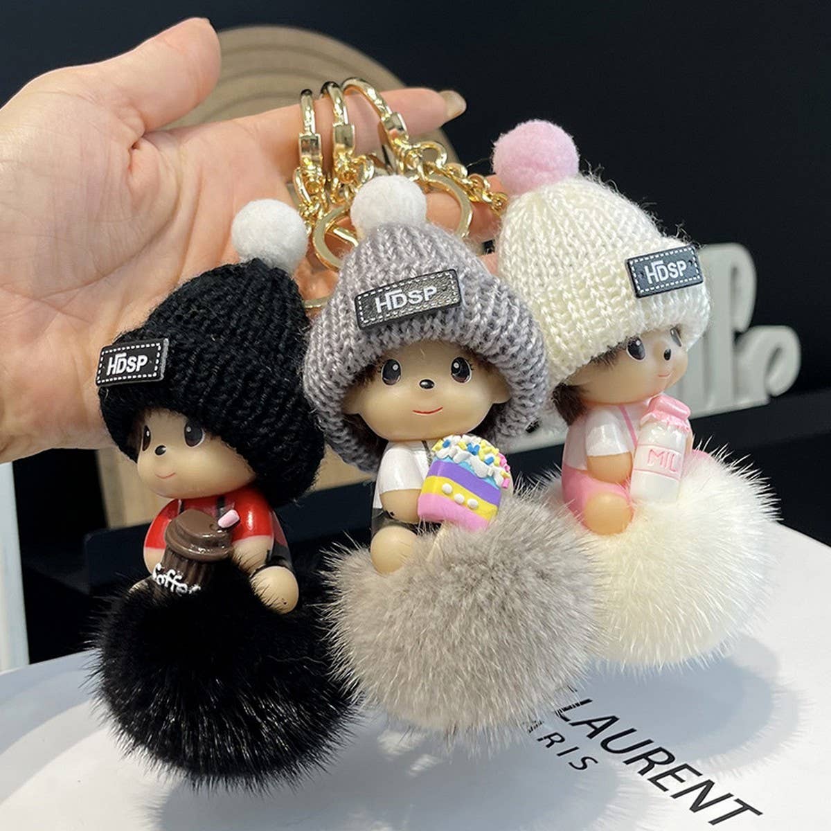 ACCITY - Wholesale Keychain - Unisex - CUTE CARTOON MONCHHICHI CAR KEYCHAIN PENDANT_CWMM25027