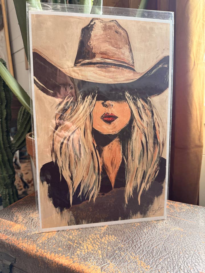 Print of Cowgirl Energy Painting | Blonde 5x7, 8x10 or 11x17 for wholesale by You're Golden Co.