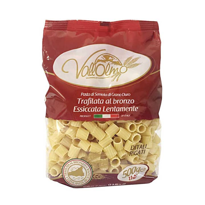 Sicilian Thimbles Striped Bronze Drawn Pasta - Pastificio Vallolmo for wholesale by Emporio Sicilia