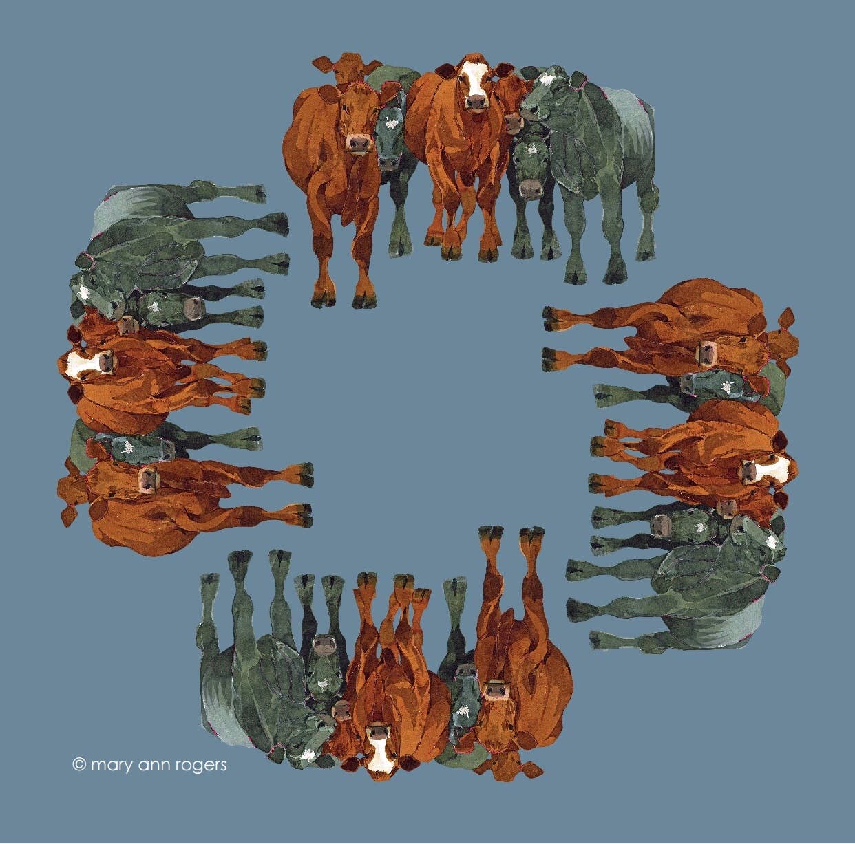 Mary Ann Rogers Gallery - Vente Mouchoir en tissu – unisexe - Mouchoirs en coton biologique en boîte Fat Cattle 5pc0