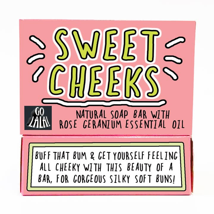 Sweet Cheeks Soap Rose Geranium Funny Gift for wholesale by Go La La