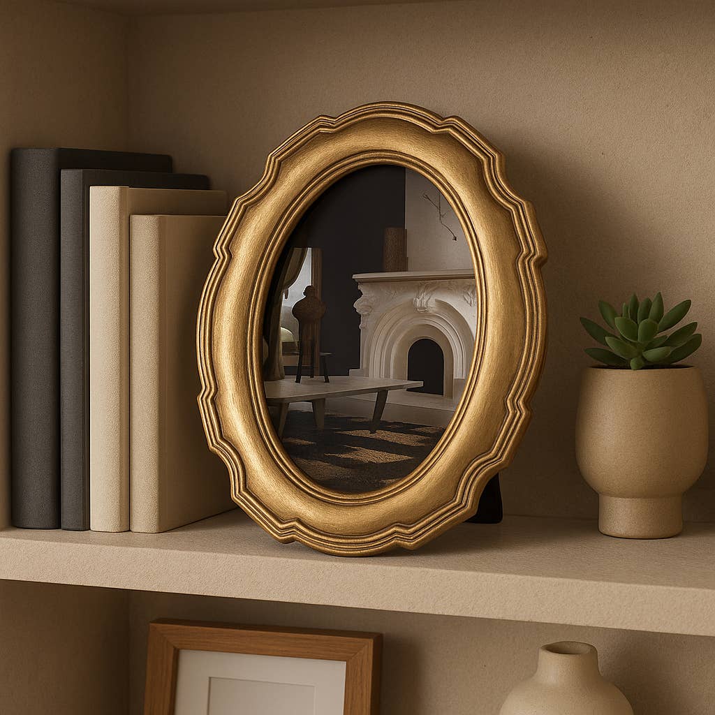 Sagebrook Home - Wholesale Picture Frame - Photo Frame - Gold Polyresin Round Vintage Style, 4x6 in.2