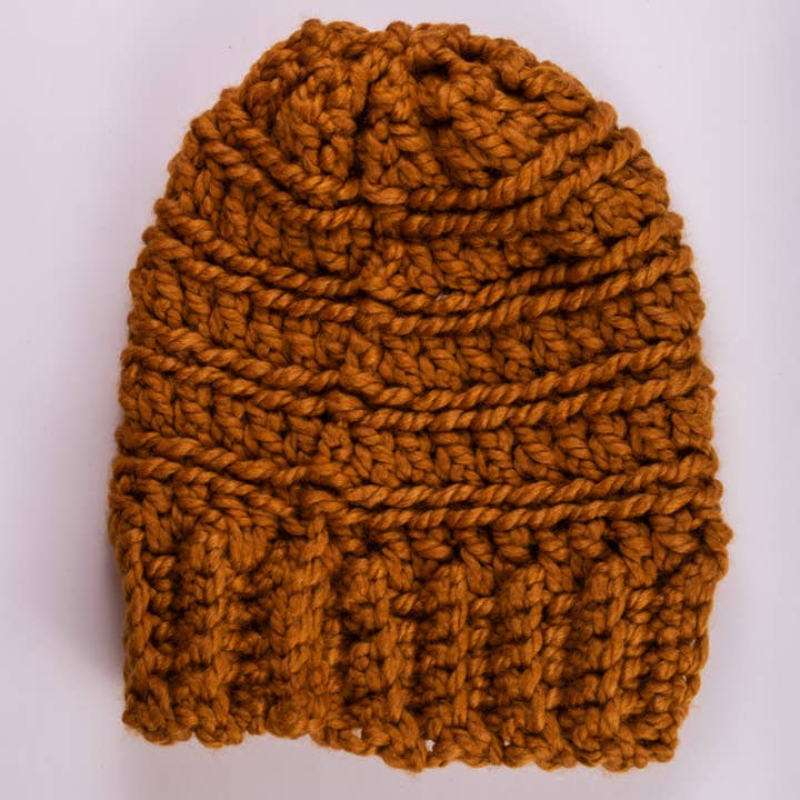 Bonnet extra épais jaune moutarde pour la vente par Double Bug Stitchery