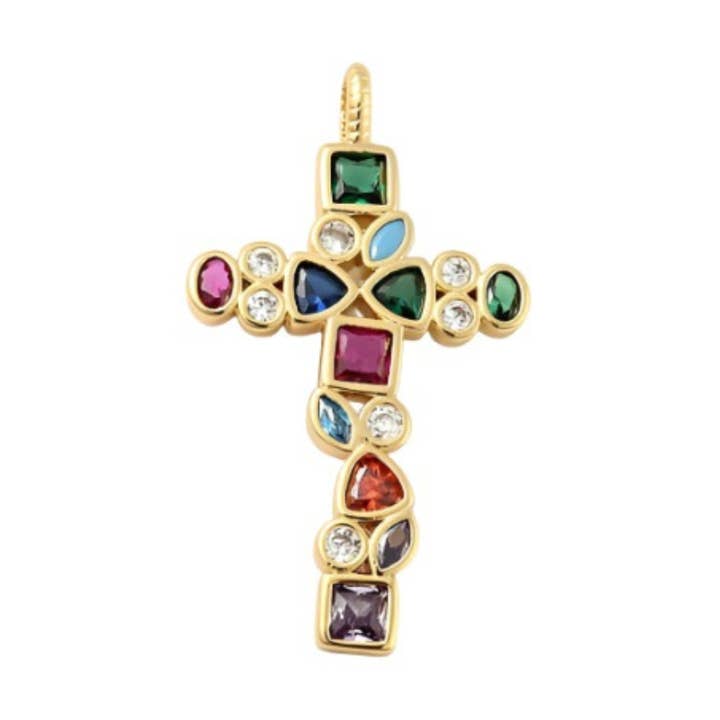 * Gold Mosaic Cross Charm for wholesale by The Charm Bar Company