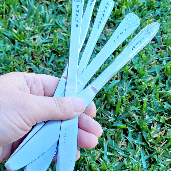 Samantha's Studio - Wholesale Table knife - "Herb Tags" Quote Cutlery (knife), vintage stamped cutlery1