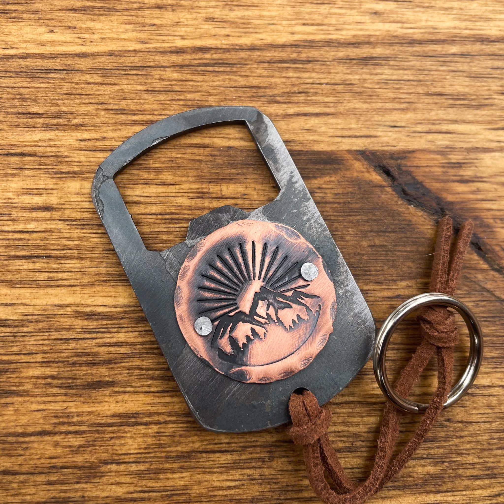 Cold Stream Design Co. - Wholesale Bottle/Wine Opener - Forged Steel Keychain Bottle Opener, Copper Design - USA1