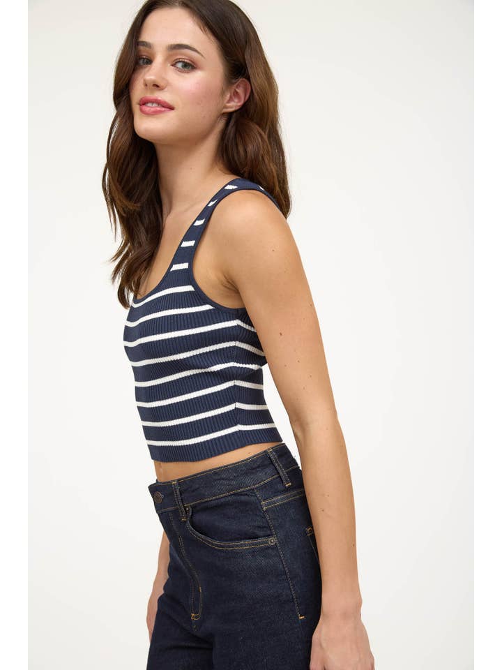The Workshop Studio - Wholesale Knit Top - Women's - STRIPE SWEATER KNIT TANK TOP