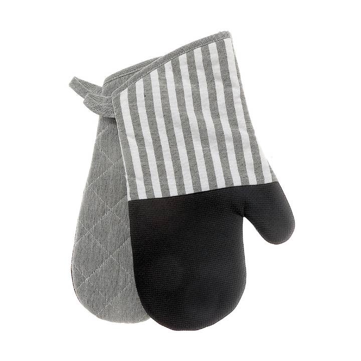 Stripe & Neoprene 2 Pc Oven Mitt Sage for wholesale by IH Casa Decor