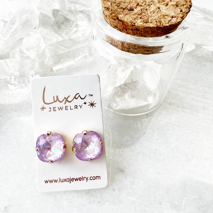 Luxa Jewelry - Wholesale Stud/Post Earrings - Lavender Sparkle Color Pop Stud