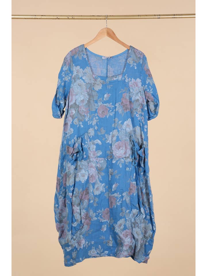 la maison des fibres naturelles – Großhandel Kleid – Damen – Leinenkleid mit floralem Muster, 100 % Leinen, Modell 6796745