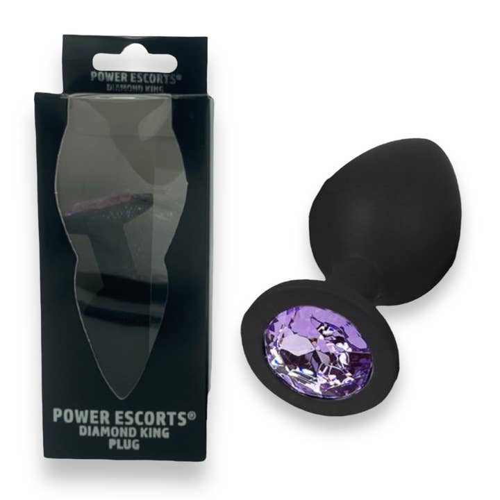 Kinky Pleasure - Wholesale Sex Toy - Power Escorts - BR135 - Diamond King - Silicone Butt Plug - Black - 6 Colors - 3 Sizes7