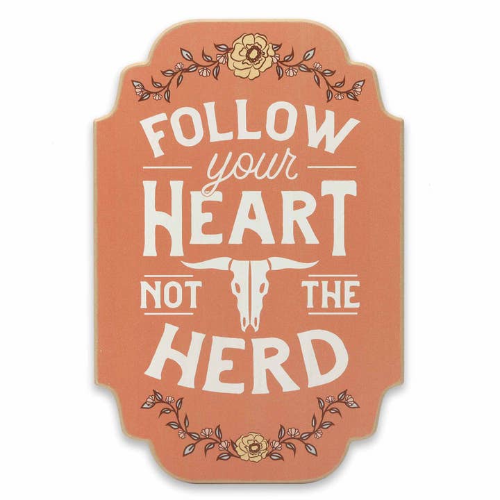 Follow Your Heart Not the Herd Wood Wall Decor for wholesale by Open Road Brands, LLC