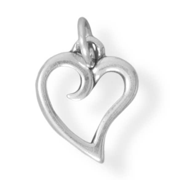 Silver or Gold Stylized Heart Outline Charm for wholesale by Silver Stars Collection