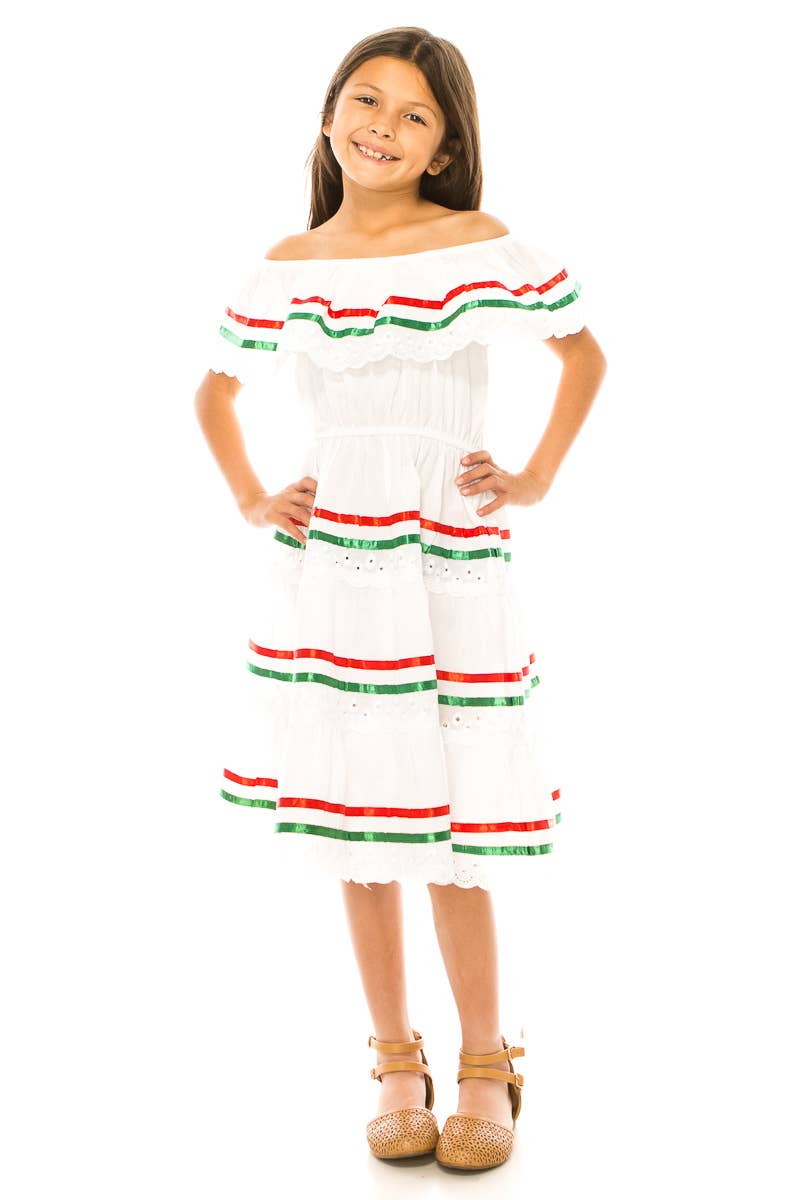 White Girls Traditional Mexican Cinco De Mayo Fiesta Dress 2-14 for wholesale on Faire4