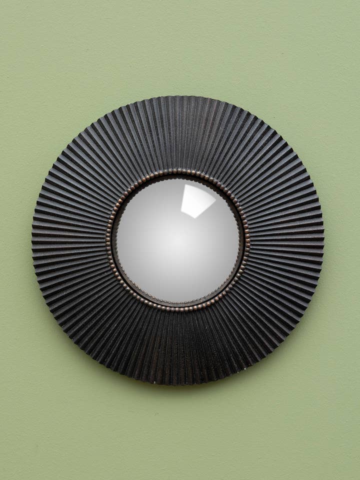 Small Black Convex Mirror With Stripes for wholesale by Chehoma USA
