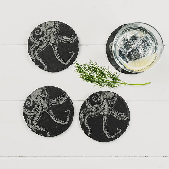 4 Octopus Slate Coasters for wholesale by Selbrae House Ltd