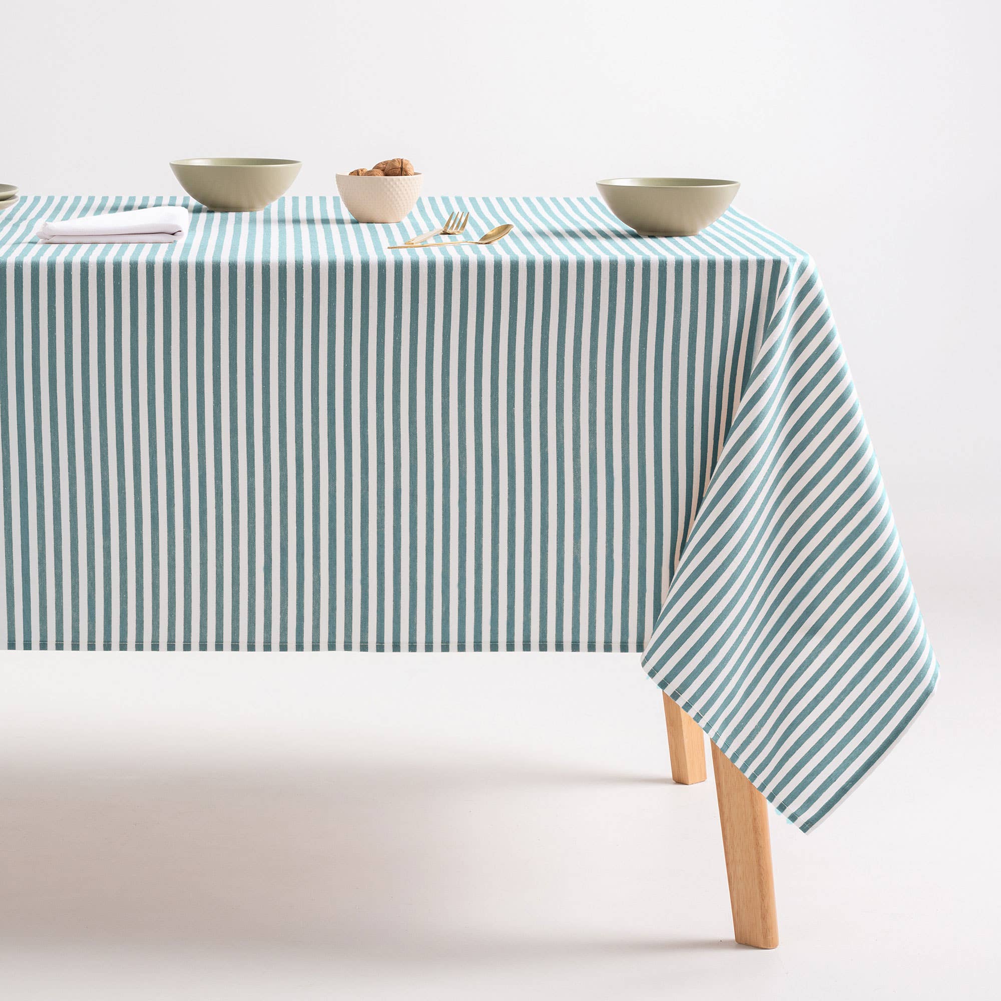 GAMUSI - Vente Nappes - Nappe anti-taches coton toucher tissu rayures ARENZA3