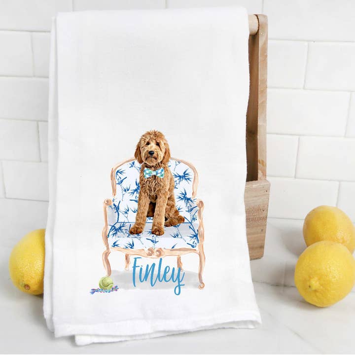Serviette de thé Doodle 8 personnalisée pour la vente par The Preppy Pineapple Home