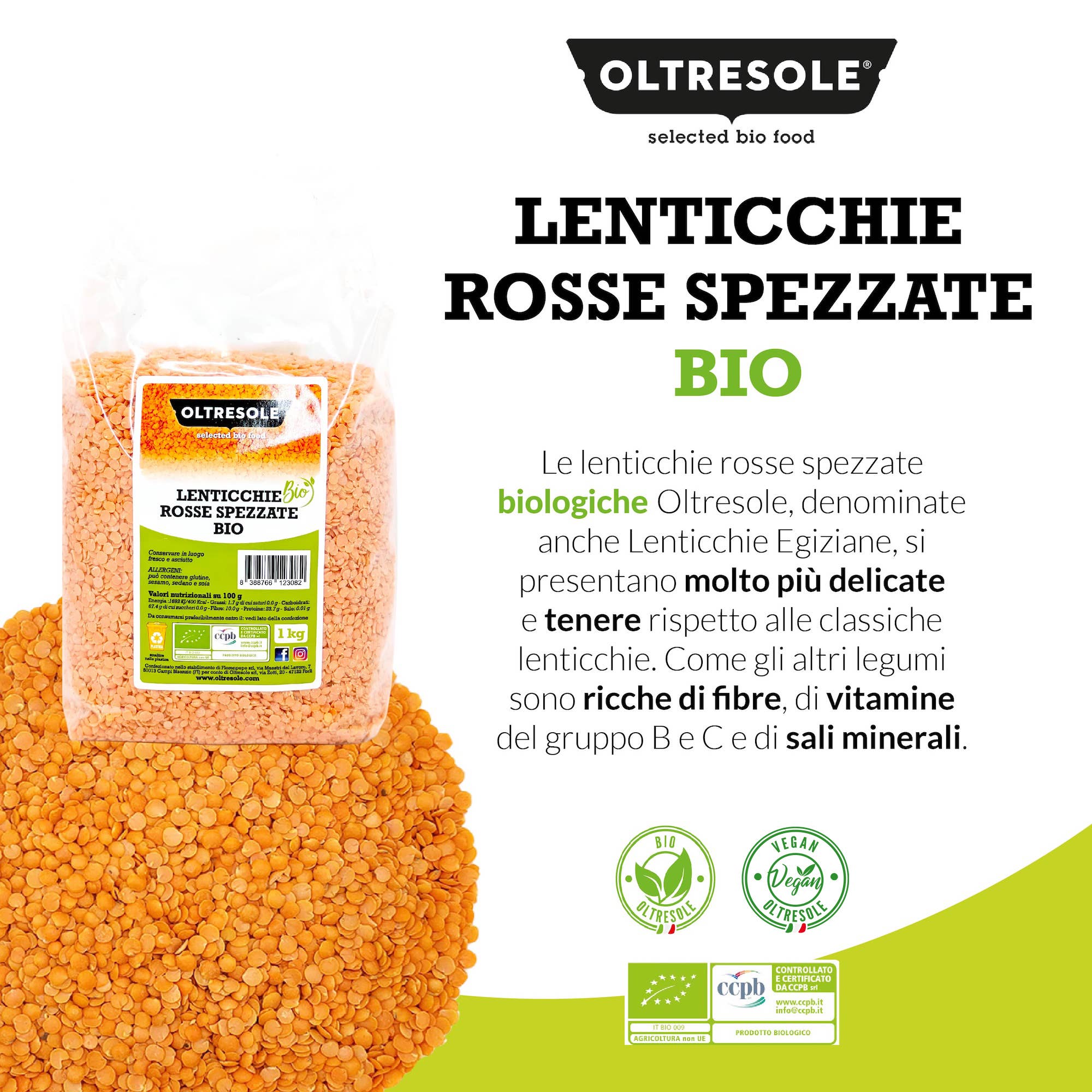 Oltresole – wholesale Beans – ORGANIC RED LENTILS 1 Kg9